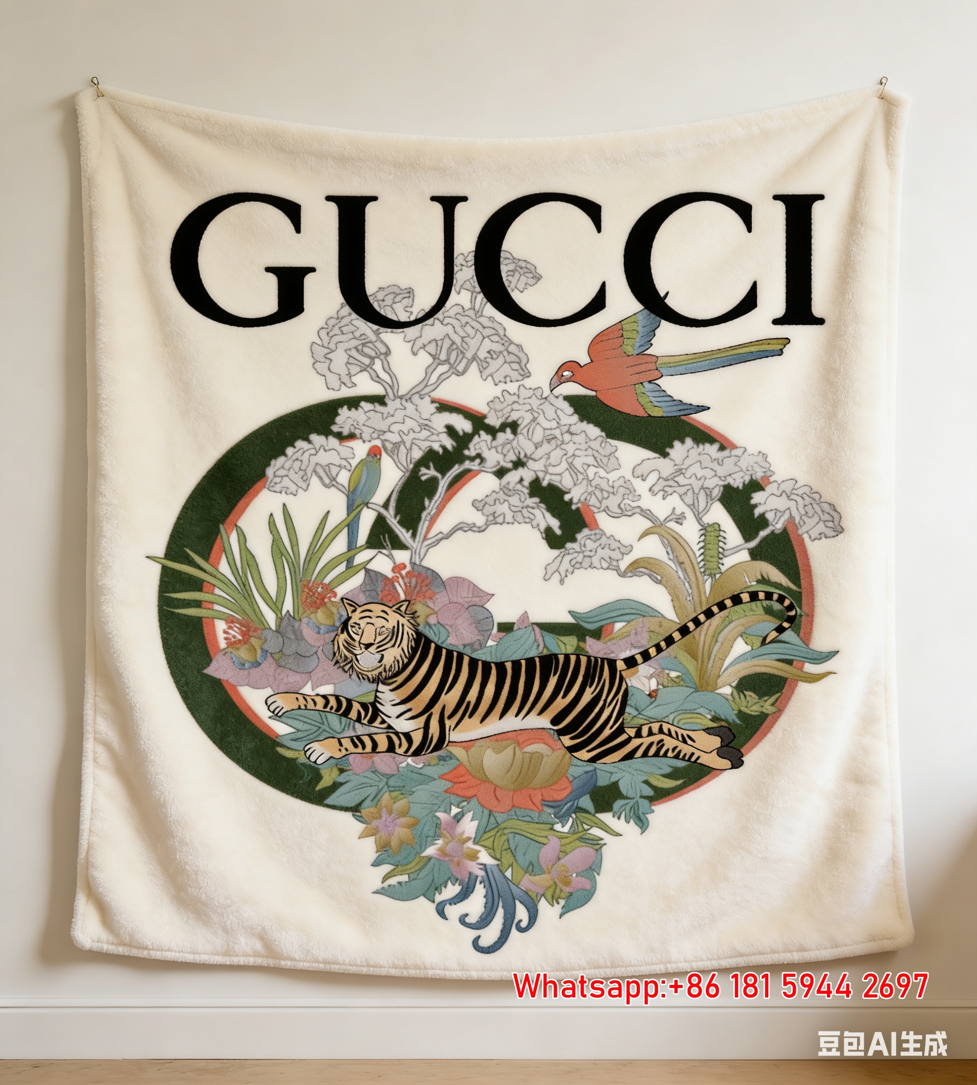 Luxury Gucci-Inspired Tiger Jungle Flannel Sofa Throw Blanket IMG_4717